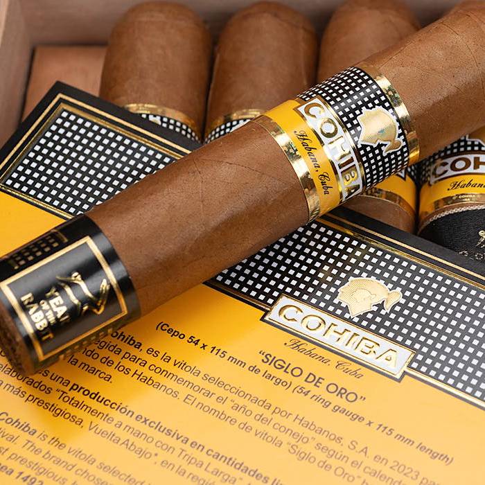 Cohiba Cuban Cigars arranged in a celebratory display for chinese new year